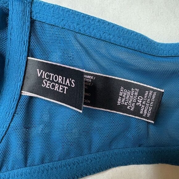 Victoria Secret Unlined Plunge Bra Cage Front Underwire Convertible Strap Sz 34D - Picture 4 of 6